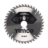 This is an image of Timco - Circular Saw Blade - Trimming/Crosscut - Medium/Fine 184 x 30 x 40T (1 Each Clamshell) C1843040