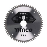 This is an image of Timco - Circular Saw Blade - Fine Trim/Finishing - Extra Fine 184 x 30 x 60T (1 Each Clamshell) C1843060