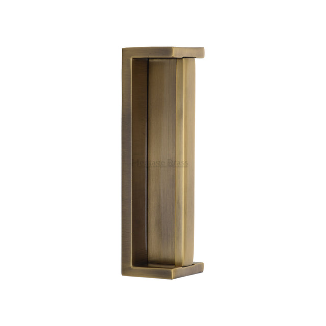 High quality image of the Heritage Brass - Sliding Flush Pull Antique Brass | Sku. C1874-AT | Trade Door Handles