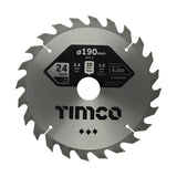 This is an image of Timco - Circular Saw Blade - General Purpose - Coarse/Medium 190 x 30 x 24T (1 Each Clamshell) C1903024