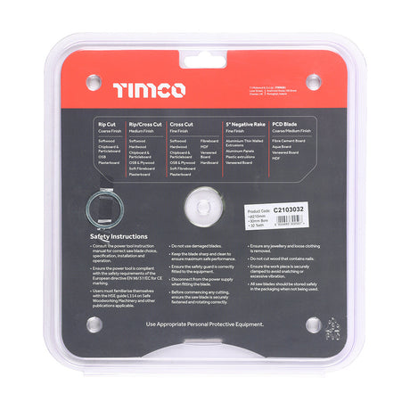 This is an image of Timco - Circular Saw Blade - General Purpose - Coarse/Medium 210 x 30 x 32T (1 Each Clamshell) C2103032