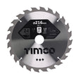 This is an image of Timco - Circular Saw Blade - General Purpose - Coarse/Medium 216 x 30 x 24T (1 Each Clamshell) C2163024
