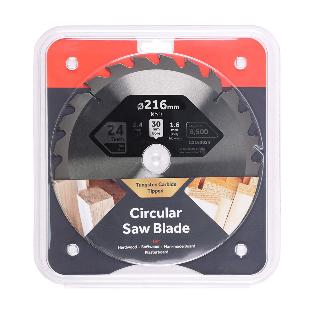 This is an image of Timco - Circular Saw Blade - General Purpose - Coarse/Medium 216 x 30 x 24T (1 Each Clamshell) C2163024