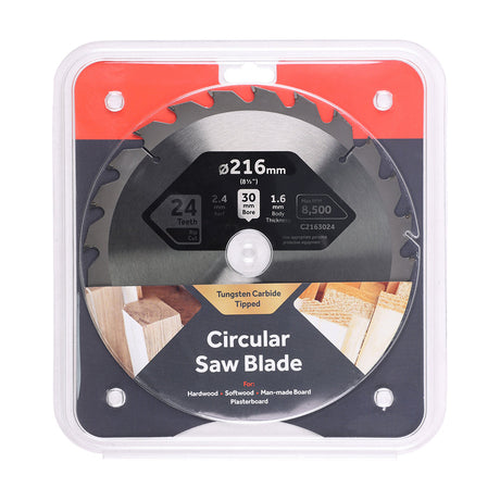 This is an image of Timco - Circular Saw Blade - General Purpose - Coarse/Medium 216 x 30 x 24T (1 Each Clamshell) C2163024