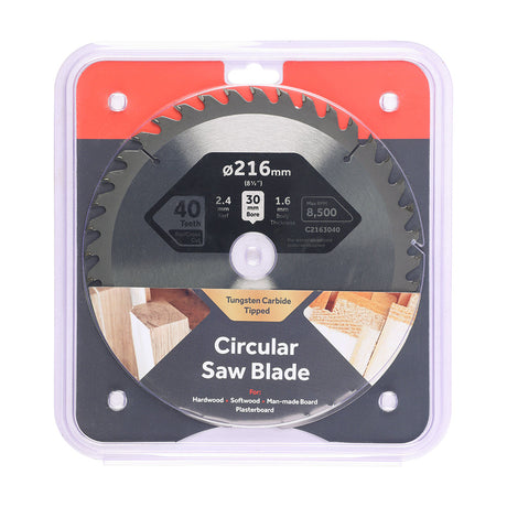 This is an image of Timco - Circular Saw Blade - Trimming/Crosscut - Medium/Fine 216 x 30 x 40T (1 Each Clamshell) C2163040