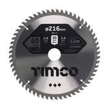 This is an image of Timco - Circular Saw Blade - Fine Trim/Finishing - Extra Fine 216 x 30 x 60T (1 Each Clamshell) C2163060