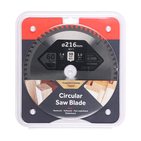 This is an image of Timco - Circular Saw Blade - Fine Trim/Finishing - Extra Fine 216 x 30 x 60T (1 Each Clamshell) C2163060