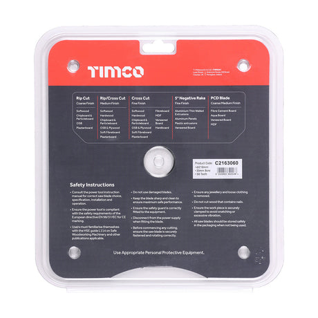 This is an image of Timco - Circular Saw Blade - Fine Trim/Finishing - Extra Fine 216 x 30 x 60T (1 Each Clamshell) C2163060