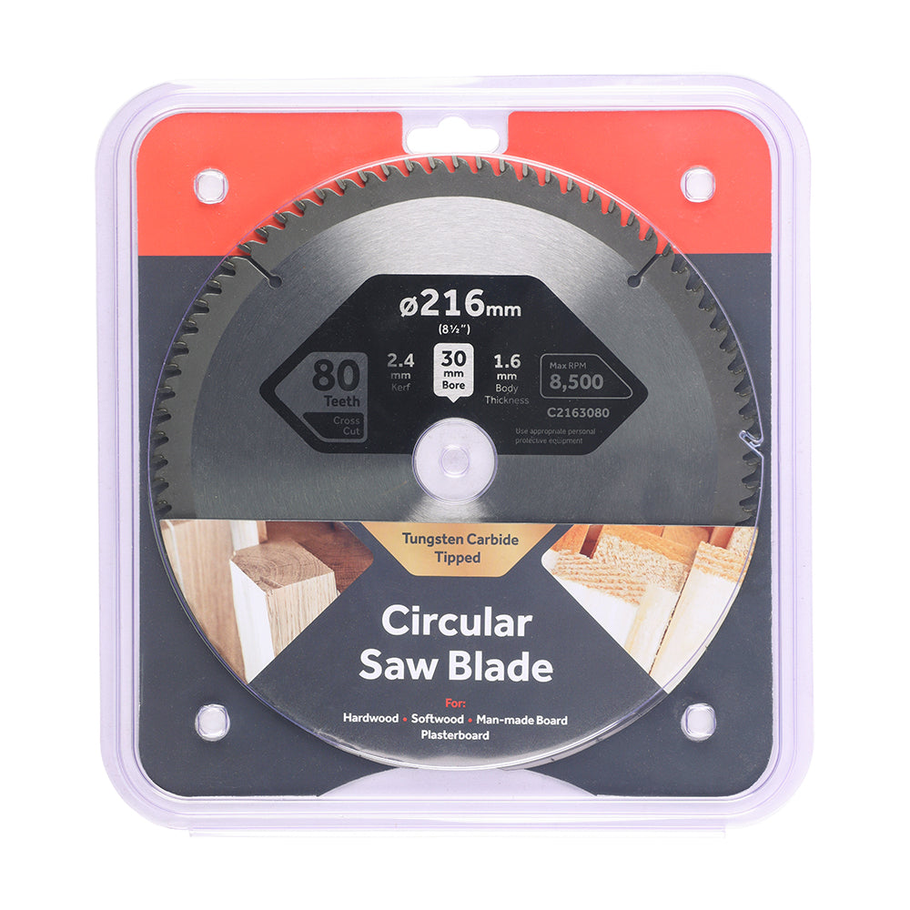 This is an image of Timco - Circular Saw Blade - Fine Trim/Finishing - Extra Fine 216 x 30 x 80T (1 Each Clamshell) C2163080