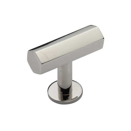 High quality image of Heritage Brass - Cabinet Knob Hexagon T-Bar Design with Rose 41mm Polished Nickel Fi | Sku. c2239-pnf | Trade Door Handles, Kendal.