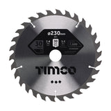 This is an image of Timco - Circular Saw Blade - General Purpose - Coarse/Medium 230 x 30 x 30T (1 Each Clamshell) C2303030