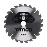 This is an image of Timco - Circular Saw Blade - General Purpose - Coarse/Medium 235 x 30 x 24T (1 Each Clamshell) C2353024