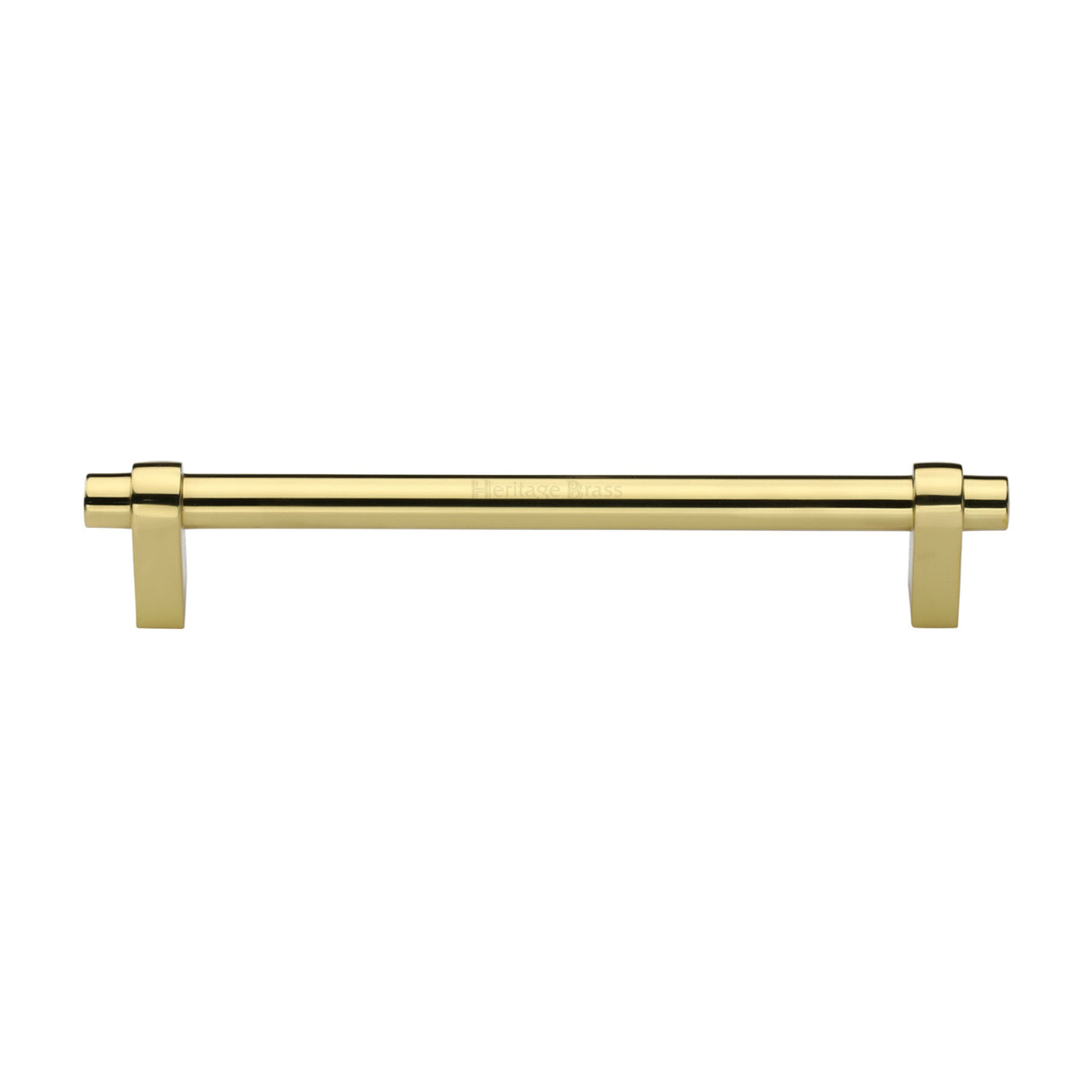 High quality image of the Heritage Brass Cabinet Pull Industrial Design 192mm CTC Polished Brass Finish | Sku. c2480-192-pb | Discounted prices available from Trade Door Handles
