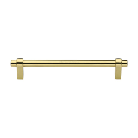 High quality image of the Heritage Brass Cabinet Pull Industrial Design 192mm CTC Polished Brass Finish | Sku. c2480-192-pb | Discounted prices available from Trade Door Handles