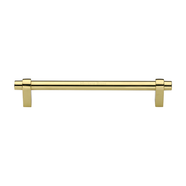 High quality image of the Heritage Brass Cabinet Pull Industrial Design 192mm CTC Polished Brass Finish | Sku. c2480-192-pb | Discounted prices available from Trade Door Handles