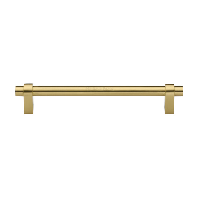 High quality image of the Heritage Brass Cabinet Pull Industrial Design 192mm CTC Satin Brass Finish | Sku. c2480-192-sb | Discounted prices available from Trade Door Handles