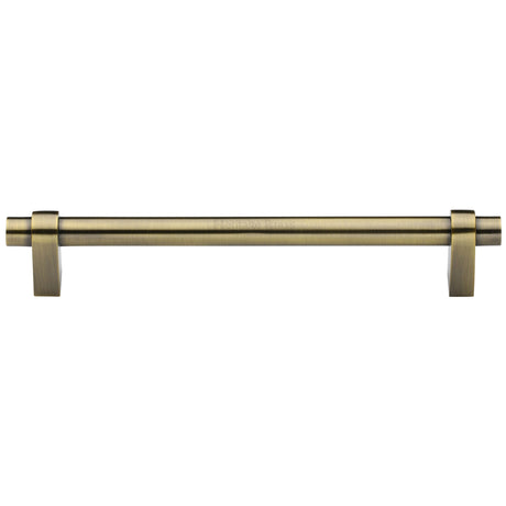High quality image of the Heritage Brass Cabinet Pull Industrial Design 256mm CTC Antique Brass Finish | Sku. c2480-256-at | Discounted prices available from Trade Door Handles