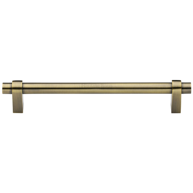High quality image of the Heritage Brass Cabinet Pull Industrial Design 256mm CTC Antique Brass Finish | Sku. c2480-256-at | Discounted prices available from Trade Door Handles