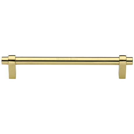 High quality image of the Heritage Brass Cabinet Pull Industrial Design 256mm CTC Polished Brass Finish | Sku. c2480-256-pb | Discounted prices available from Trade Door Handles