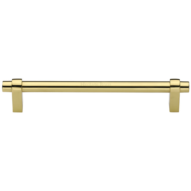 High quality image of the Heritage Brass Cabinet Pull Industrial Design 256mm CTC Polished Brass Finish | Sku. c2480-256-pb | Discounted prices available from Trade Door Handles