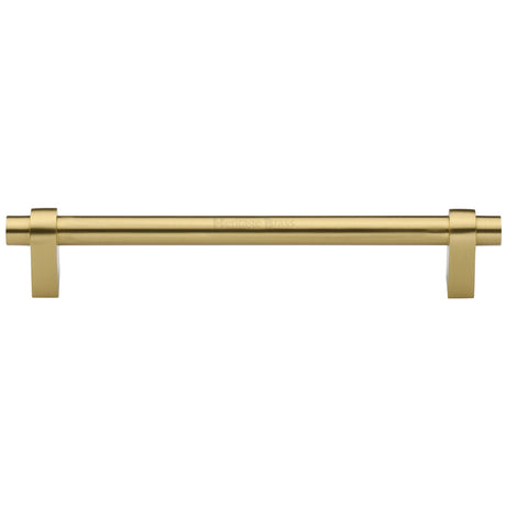 High quality image of the Heritage Brass Cabinet Pull Industrial Design 256mm CTC Satin Brass Finish | Sku. c2480-256-sb | Discounted prices available from Trade Door Handles
