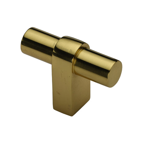 High quality image of Heritage Brass - Industrial T-Bar Cabinet Knob - Polished Brass | Sku. c2482-pb | available to order from Trade Door Handles in Kendal.