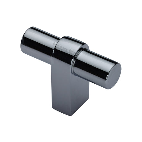 High quality image of Heritage Brass - Industrial T-Bar Cabinet Knob - Polished Chrome | Sku. c2482-pc | available to order from Trade Door Handles in Kendal.