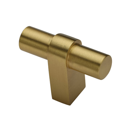 High quality image of Heritage Brass - Industrial T-Bar Cabinet Knob - Satin Brass | Sku. c2482-sb | available to order from Trade Door Handles in Kendal.