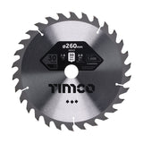 This is an image of Timco - Circular Saw Blade - General Purpose - Coarse/Medium 260 x 30 x 30T (1 Each Clamshell) C2603030