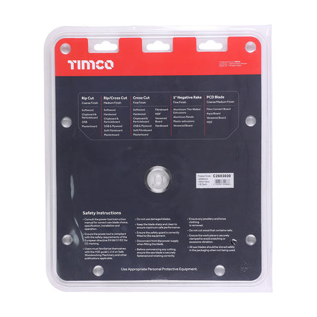 This is an image of Timco - Circular Saw Blade - General Purpose - Coarse/Medium 260 x 30 x 30T (1 Each Clamshell) C2603030