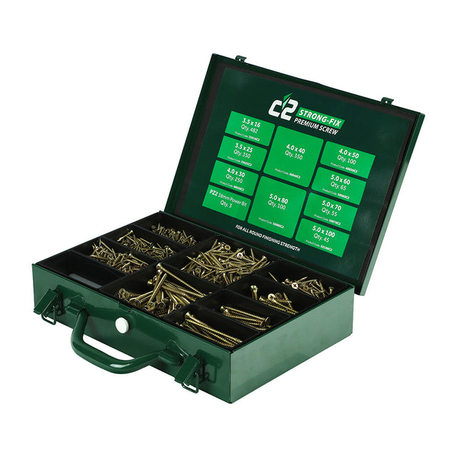 This is an image of Timco - C2 Strong-Fix Screws Trade Case - PZ - Double Countersunk - Yellow - (1798 PCS Case) C2SC