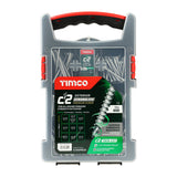 This is an image of Timco - C2 Exterior Strong-Fix Screws Mixed Grab Pack - PZ - Double Countersunk with Ribs - Twin-Cut - Silver - (600 PCS Tray) C2SGPACK