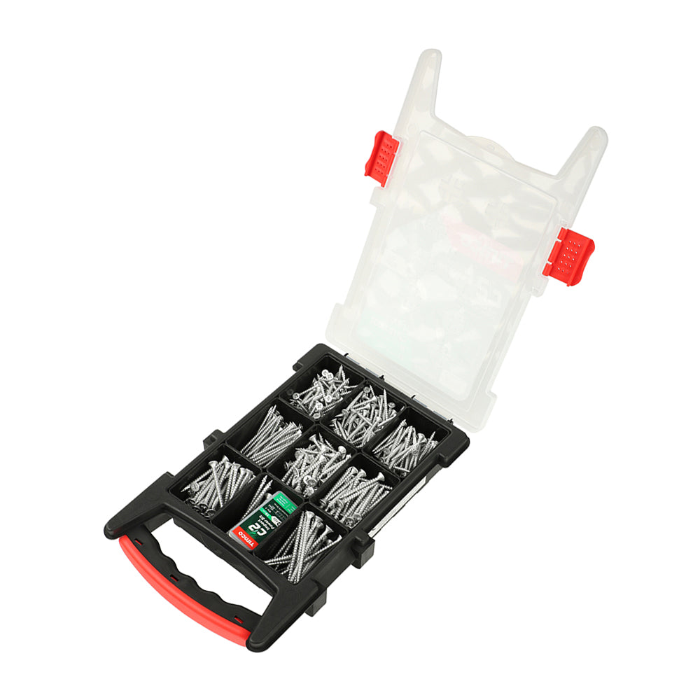 This is an image of Timco - C2 Exterior Strong-Fix Screws Mixed Grab Pack - PZ - Double Countersunk with Ribs - Twin-Cut - Silver - (600 PCS Tray) C2SGPACK