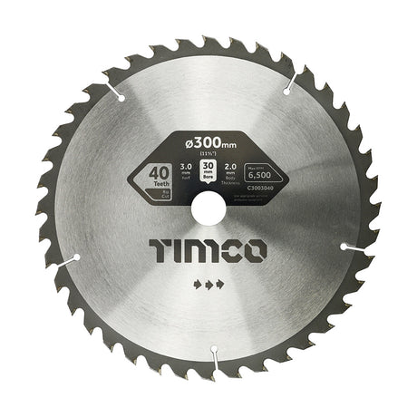 This is an image of Timco - Circular Saw Blade - Combination - Medium 300 x 30 x 40T (1 Each Clamshell) C3003040