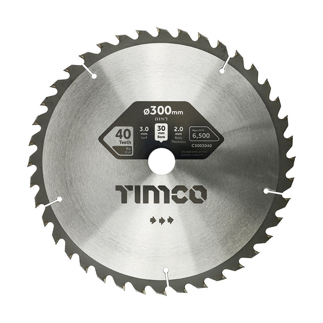 This is an image of Timco - Circular Saw Blade - Combination - Medium 300 x 30 x 40T (1 Each Clamshell) C3003040