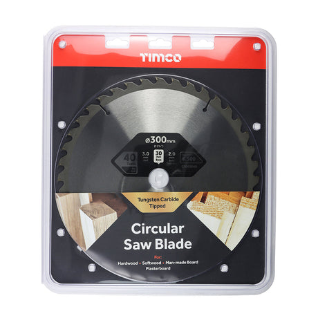 This is an image of Timco - Circular Saw Blade - Combination - Medium 300 x 30 x 40T (1 Each Clamshell) C3003040