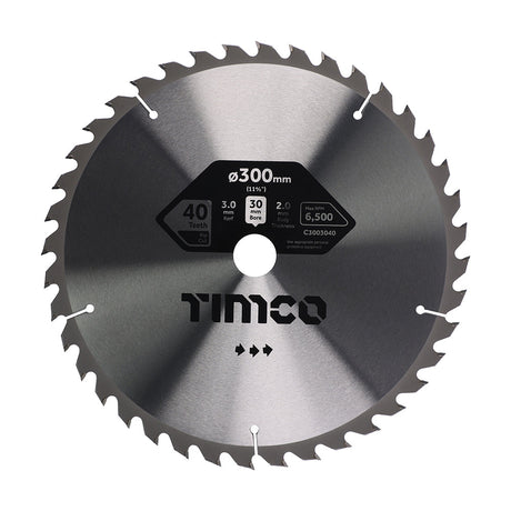 This is an image of Timco - Circular Saw Blade - Trimming/Crosscut - Medium/Fine 300 x 30 x 80T (1 Each Clamshell) C3003080