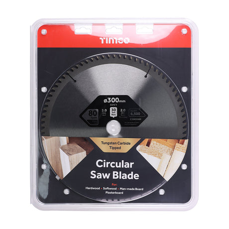 This is an image of Timco - Circular Saw Blade - Trimming/Crosscut - Medium/Fine 300 x 30 x 80T (1 Each Clamshell) C3003080