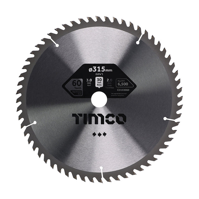 This is an image of Timco - Circular Saw Blade - Trimming/Crosscut - Medium/Fine 315 x 30 x 60T (1 Each Clamshell) C3153060