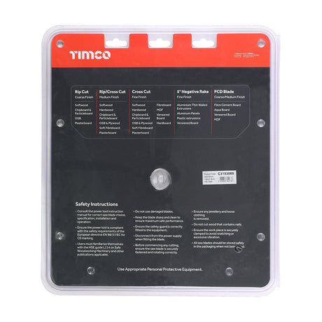 This is an image of Timco - Circular Saw Blade - Trimming/Crosscut - Medium/Fine 315 x 30 x 60T (1 Each Clamshell) C3153060