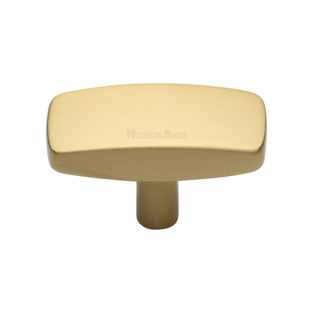 High quality image of the Heritage Brass Cabinet Knob Rectangular Design 41mm Satin Brass Finish | Sku. c3384-41-sb | Discounted prices available from Trade Door Handles