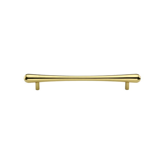 High quality image of the Heritage Brass Cabinet Pull T-Bar Raindrop Design 128mm CTC Polished Brass Finish | Sku. c3570-128-pb | Discounted prices available from Trade Door Handles