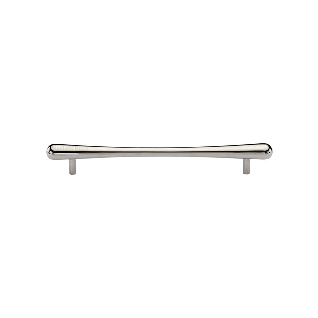 High quality image of the Heritage Brass Cabinet Pull T-Bar Raindrop Design 128mm CTC Polished Nickel Finish | Sku. c3570-128-pnf | Discounted prices available from Trade Door Handles