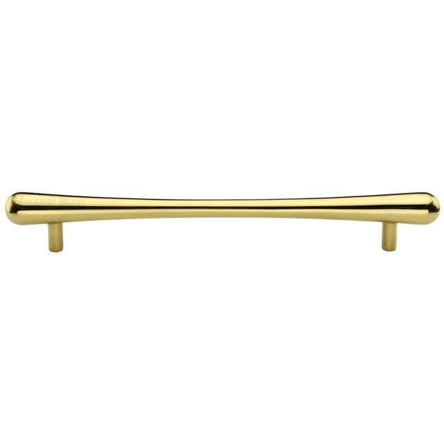High quality image of the Heritage Brass Cabinet Pull T-Bar Raindrop Design 256mm CTC Polished Brass Finish | Sku. c3570-256-pb | Discounted prices available from Trade Door Handles