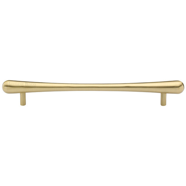 High quality image of the Heritage Brass Cabinet Pull T-Bar Raindrop Design 256mm CTC Satin Brass Finish | Sku. c3570-256-sb | Discounted prices available from Trade Door Handles