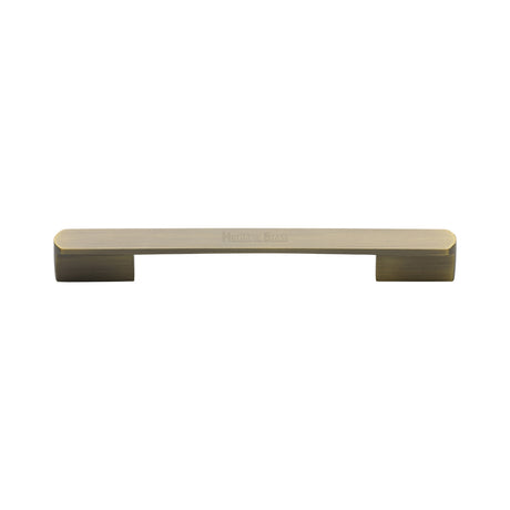 High quality image of the Heritage Brass Cabinet Pull Bridge Design 128&amp;160mm CTC Antique Brass Finish
 | Sku. c3684-128-160at | Discounted prices available from Trade Door Handles