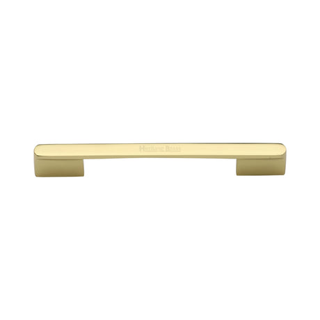 High quality image of the Heritage Brass Cabinet Pull Bridge Design 128&amp;160mm CTC Polished Brass Finish
 | Sku. c3684-128-160pb | Discounted prices available from Trade Door Handles