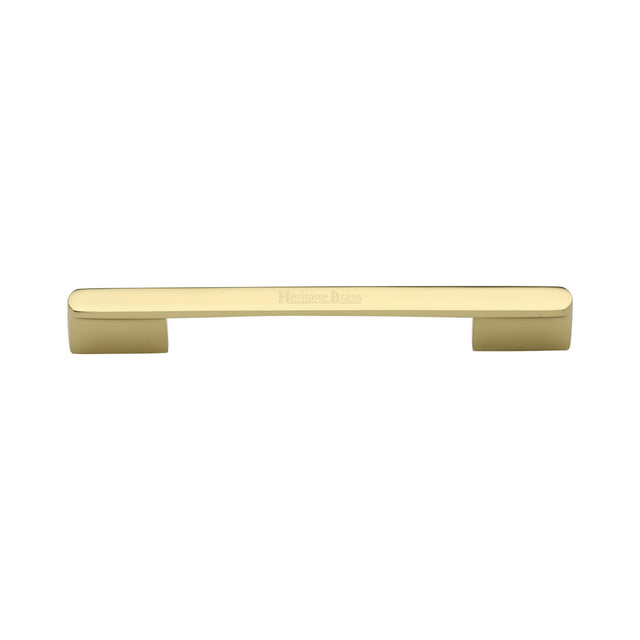 High quality image of the Heritage Brass Cabinet Pull Bridge Design 128&amp;160mm CTC Polished Brass Finish
 | Sku. c3684-128-160pb | Discounted prices available from Trade Door Handles