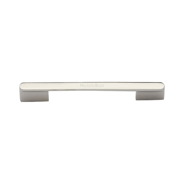 High quality image of the Heritage Brass Cabinet Pull Bridge Design 128&amp;160mm CTC Polished Nickel Finish
 | Sku. c3684-128-160pn | Discounted prices available from Trade Door Handles