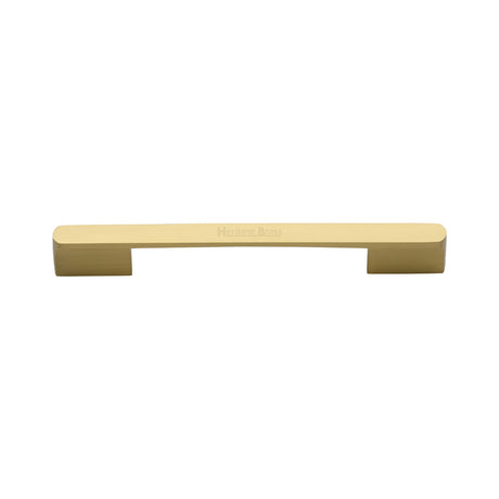 High quality image of the Heritage Brass Cabinet Pull Bridge Design 128&amp;160mm CTC Satin Brass Finish
 | Sku. c3684-128-160sb | Discounted prices available from Trade Door Handles